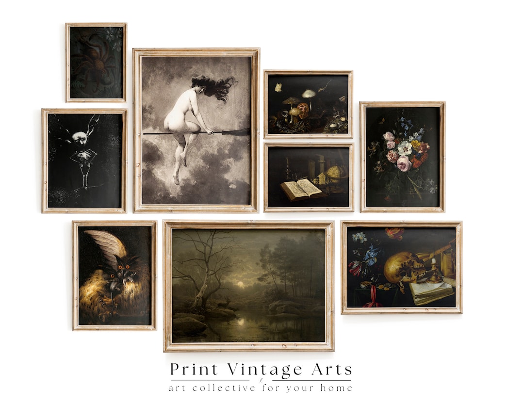 Set of 9 Dark Academia Gallery Wall Set, Vintage Printables, Aesthetic ...