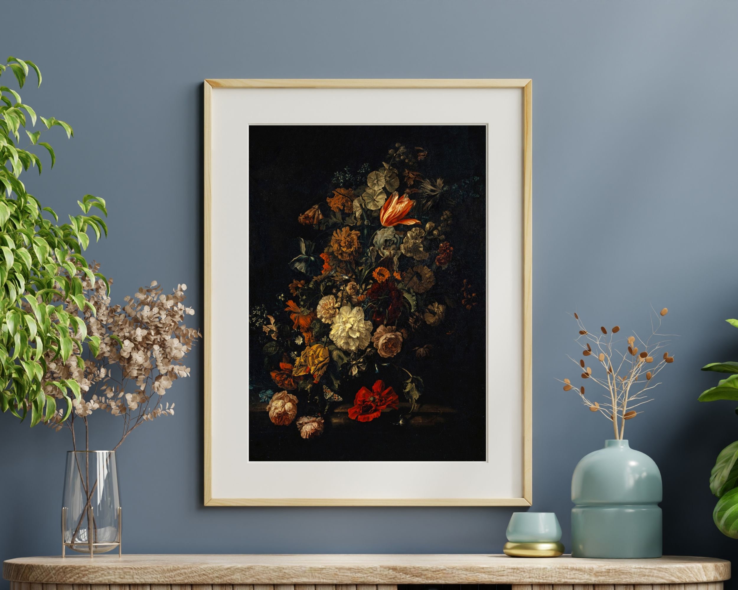 Dark Flower Painting Printable Art, Moody Floral Wall Art, Dark ...