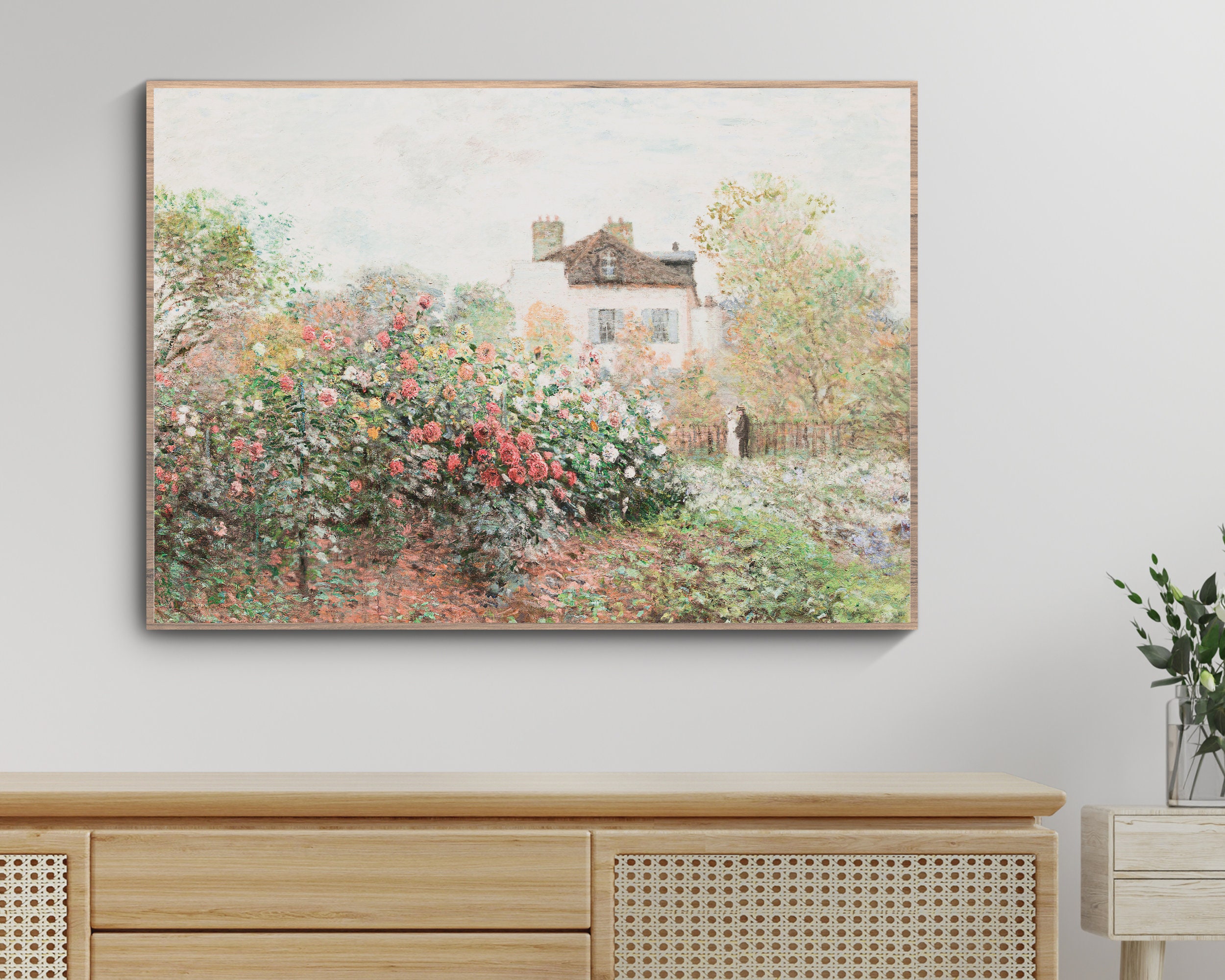 Printable Rustic Rose Cottage Painting Vintage Neutral Wall Etsy