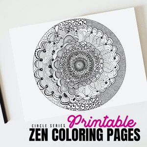 30 Printable Circle Zen Coloring Pages - Digital Download - Doodle - Zentangle - Line Art