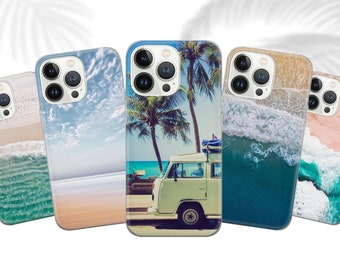 Telefonskal med strandmotiv, solidt Van Ocean-fodral för iPhone 17 Pro Max, 16 Plus, 15, 14, 13, XR, XS och Samsung S25, S24, A56, A55, Pixel 10, 9