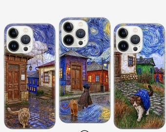 Funda para teléfono estilo Van Gogh con diseño de cielo arremolinado para iPhone 17, 16, 15, 14, 13, 12, Google Pixel 9 Pro, 8, 7A, Samsung S25 edge, S24 FE, A71, A