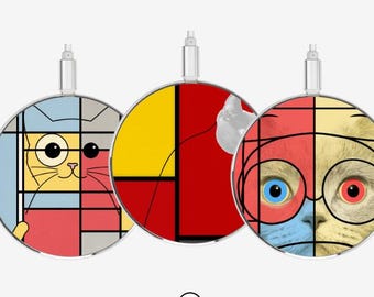 Minimalist cat Mobile Charger 15W Wireless Charging Style piet mondrian Pad - Qi compatible Apple iPhone, Google Pixel, Samsung