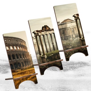 Architecture Wood Phone Stand, Ancient Holder for iPhone 14 13 12 11 Pro Max, Samsung S23 S22 S21, Pixel 7A Pro 6A