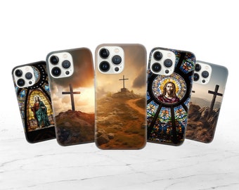 Kristet mobilskal: Jesuskors TPU-skal passar iPhone 17 Pro Max, 16 Plus, 15, 14, 13, XR, XS & Samsung S25, S24, A56, A55, Pixel 10, 9
