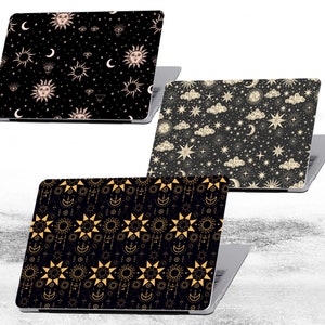 Stars Mac Book Case Celestial Laptop Cover, Moon phase Hard Bumper, Lunar Print for MacBook M2 M1 Pro, Air 13 14 16 inch
