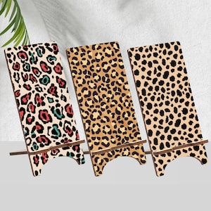 Animals Wood Phone Stand, Style Holder for iPhone 14 13 12 11 Pro Max, Samsung S23 S22 S21, Pixel 7A Pro 6A