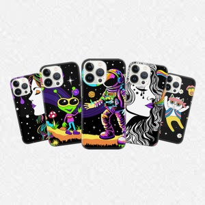 Psychedelic Cartoon Phone Case Girl Cover fit for iPhone 15 Pro Max, 14 Plus, 13, 12, 11, XR, XS & Samsung S23, S22, A54, A53, Pixel 8, 7