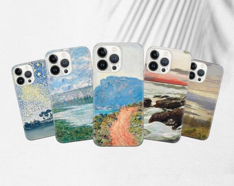 Funda para teléfono con pintura al óleo otoñal Art Lake Cover compatible con iPhone 15 Pro Max, 14 Plus, 13, 12, 11, XR, XS y Samsung S23, S22, A54, A53, Pixel 8, 7