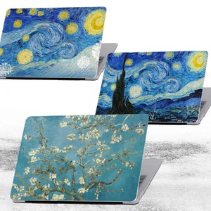 Kultige Kunst Buchhülle Gemälde Laptop-Hülle, Vincent van Gogh Hard Bumper, Retro Print für MacBook M2 M1 Pro, Air 13 14 16 Zoll