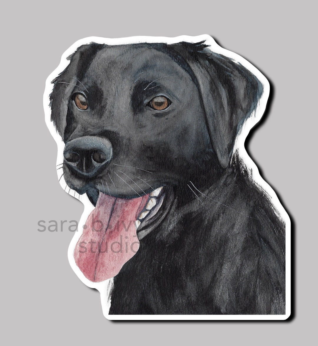 Black Lab Watercolor Sticker, Labrador Dog Vinyl Decal, Laminated Peel ...