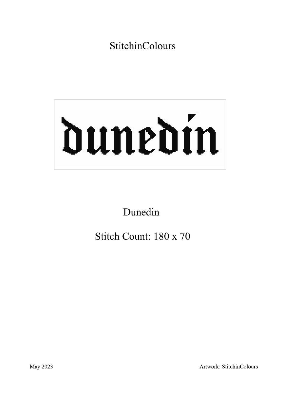 Dunedin Cross Stitch Pattern Etsy