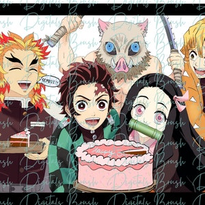 Anime Geburtstag Karte Digitaldruck | Handgemachte Drucke | Dämon Digitale Poster, Wandkunst, Dekor, Geburtstagskarte | PNG und JPEG verfügbar