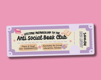 Anti Social Book Club Paper Cardstock Bookmark