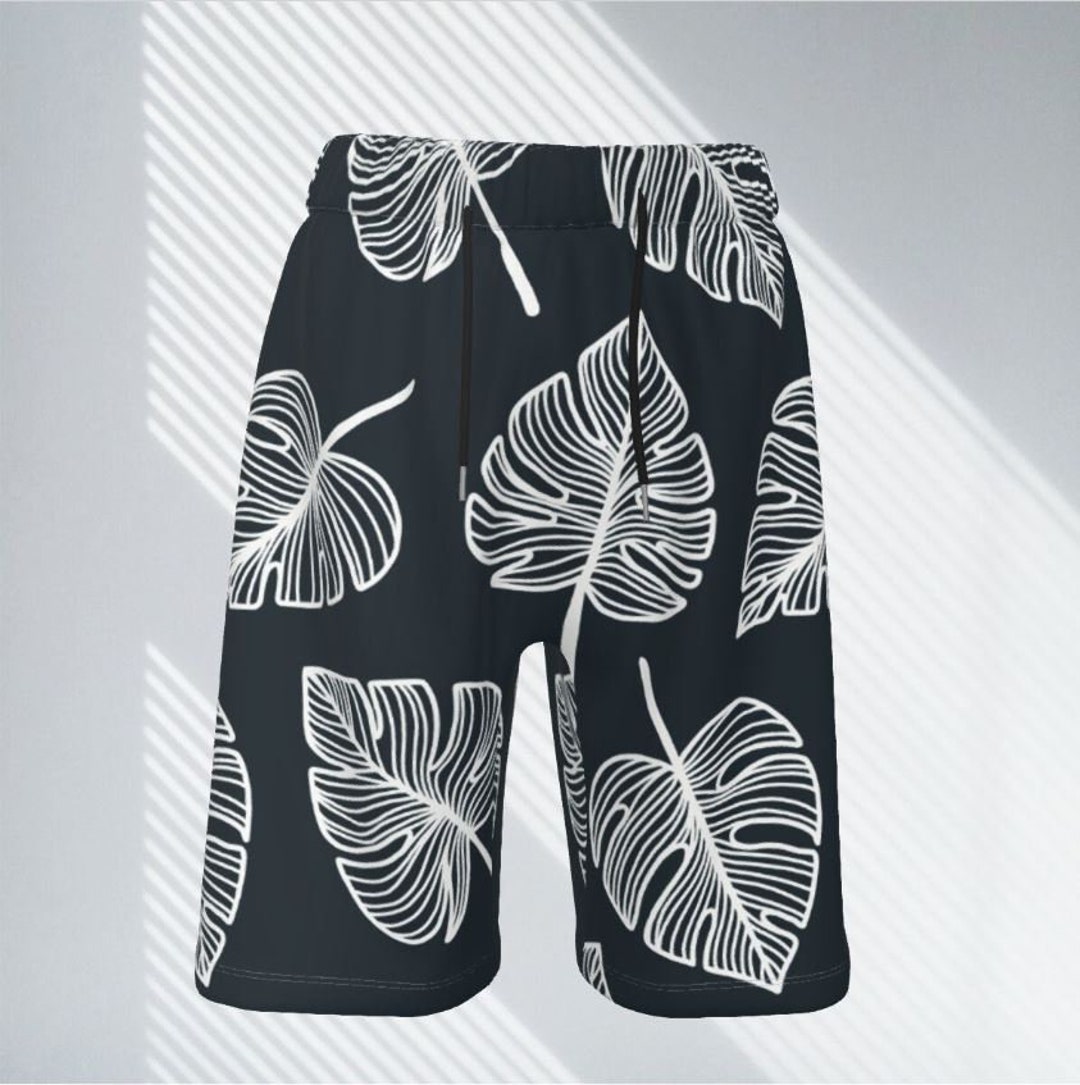 Linen Men Shorts Pattern Leaves Flower Fashion Trend - Etsy