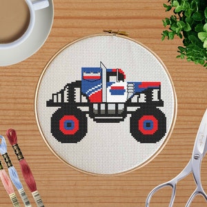 Semi Monster Truck Cross Stitch Pattern
