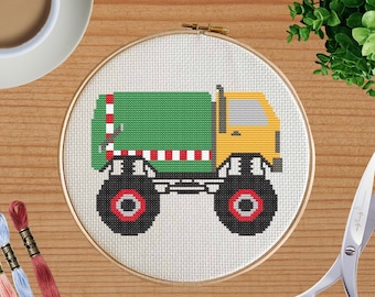 Korsstygnsmönster för sopmonstertruck