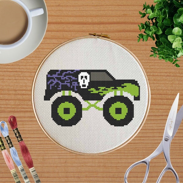 Undertaker Monster Truck Cross Stitch Pattern