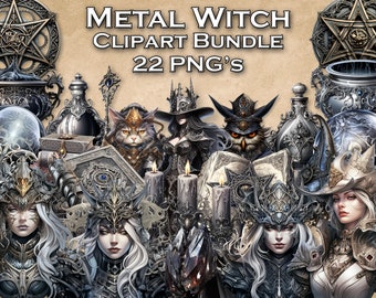 Kommerzielle Nutzung Pngs, Fantasy Clipart, silber Hexe, Metall Hexe, Clipart Bundle