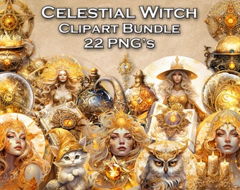 Himmlische Hexe, Clipart, goldene Hexe, Clip Art, goldene Hexe, Clip Art, für kommerzielle Nutzung