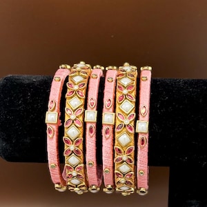 Silk Thread Bangle sets for Women - Sets of 4, 6 | Wedding |Bridal Bangles | Festive Wear | Bangles | Hand Crafted | Thread Bangles |