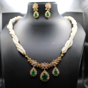 Layered Natural Ruby/Red Corundum Beads , Chocker Necklace in Pink and Green