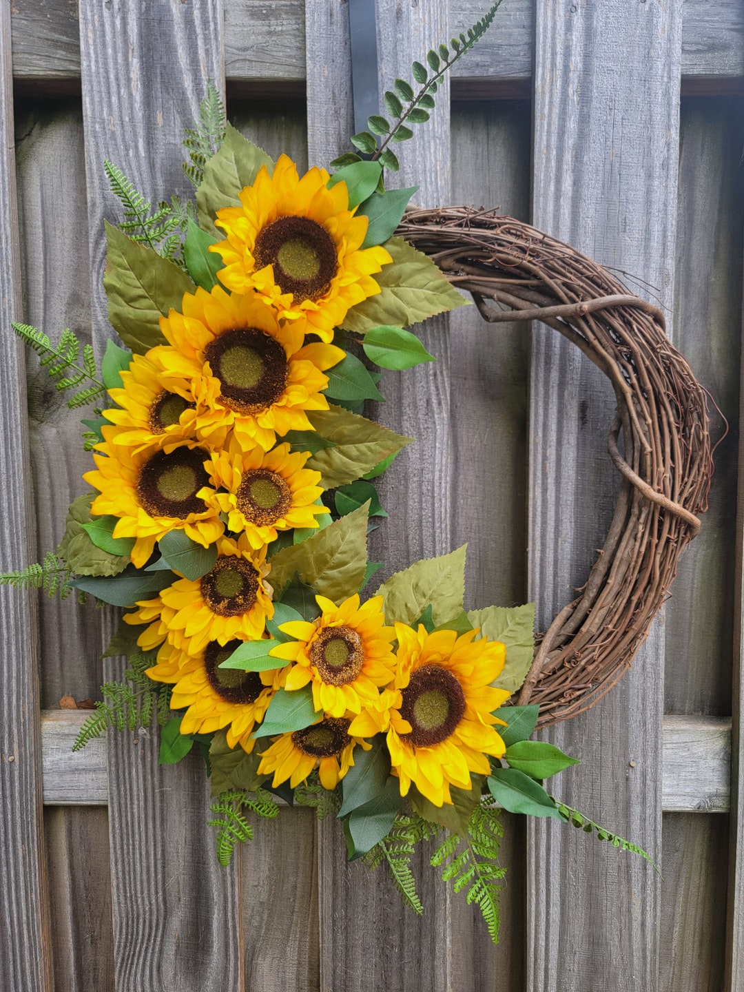 Sunflower Wreath for Front Door, Yellow Sunflower Wreath, Summer Wreath