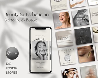 100+ Editable Customizable Canva Instagram Post Templates, for Skin Specialists, Spas, Estheticians and beauty business, Instagram Templates