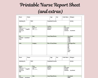 Nurse Report Sheet 2 Patient Report Sheet Medsurg Report Sheet Tele Report Sheet ICU Report Sheet Nurse Sheet Medsurg Report Sheet Nurse