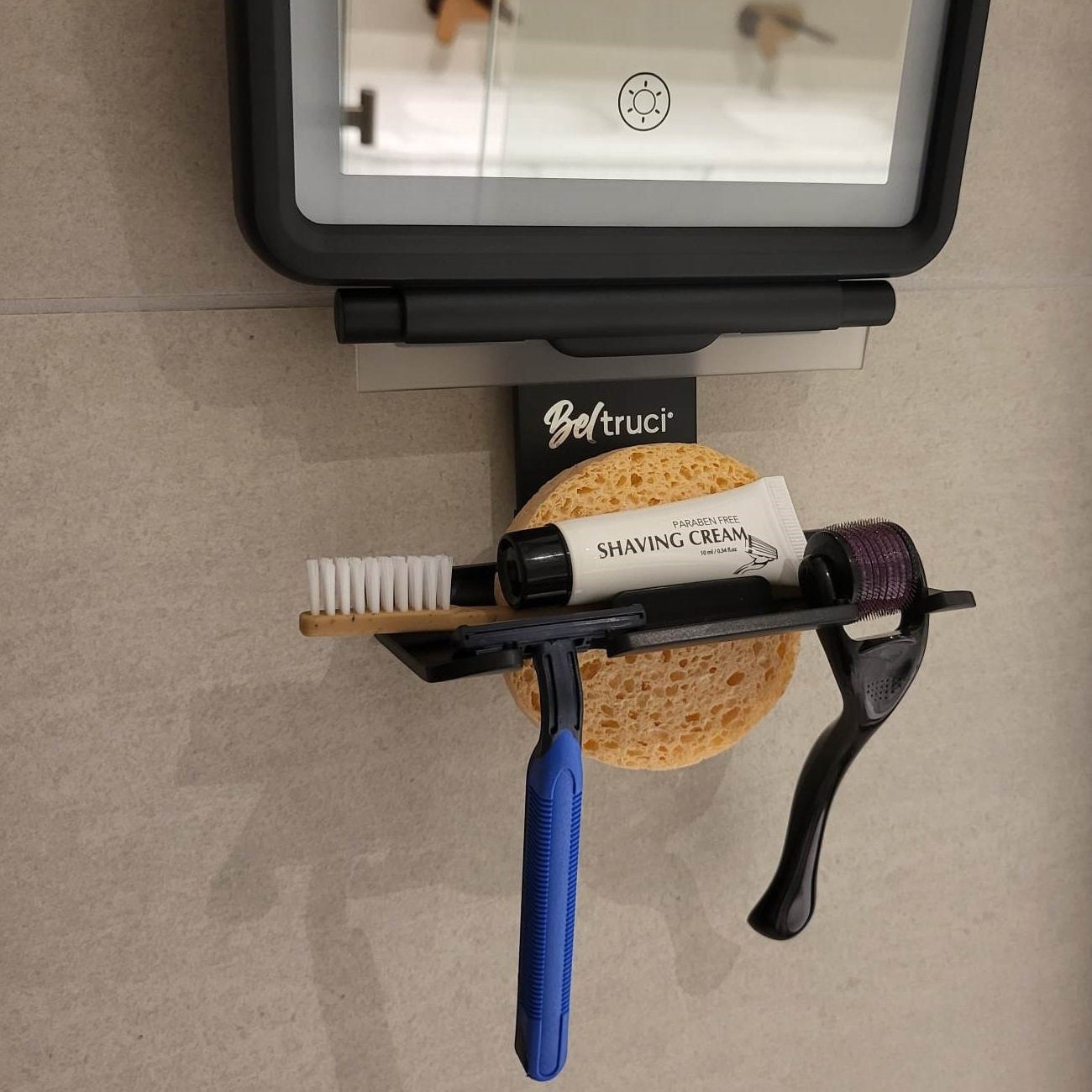 Shower Mirror Fogless for Shaving With LED Light, Razor Holder Hooks