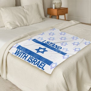 I Stand With Israel Support Blanket, Star of David Cozy Throw, Blue and White Fleece, Patriotic Comfort, Israeli Pride, Gift Idea