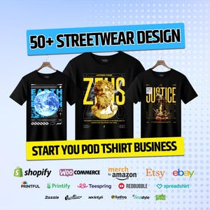 50 + Premium Streetwear urban style design bundle, Modern T-Shirt Design Bundle, Pop Culture, Urban Clothing, T-Shirt Print Design