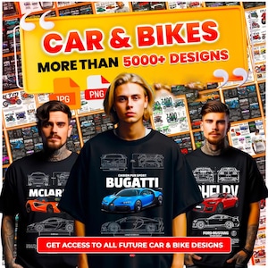 5000+ PNG Premium Sports & Formula Car T-shirt Design, High Quality, Transparent Background, Car Logo, Sublimation, DTF, Instant Download