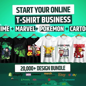 20,000+ Anime, Pokemon, Marvel, Catoon T Shirt Design Bundle, T Shirt Sublimation Bundle, T Shirt Designs For Men & Woman, Digital Download