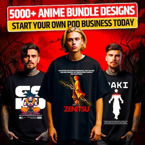 Pacote com mais de 5.000 designs de camisetas de anime, designs de camisetas coloridas, pacote de sublimação de camisetas, designs de camisetas para homens e mulheres, download digital