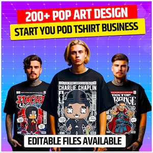 250+ Pop Art T-shirt Design Bundle, berühmte Persönlichkeiten, Clipart Design Bundle, Funko Pop Art, Urban Clothing SVG Bundle. Funky Design Bundle