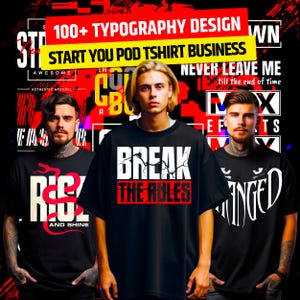 100+ Typography T-shirt Bundle Collection, pod T-Shirt design,png,svg for dtg,dtf and Sublimation Print, streetwear typography, urban