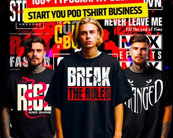 100+ Typography T-shirt Bundle Collection, pod T-Shirt design,png,svg for dtg,dtf and Sublimation Print, streetwear typography, urban