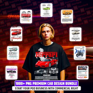 1000+ png JPG Premium Sports Car T-shirt Design, High Quality, Transparent Background, Editable psd & eps Sublimation, DTF, Instant Download