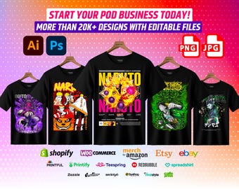 20,000+ Anime T Shirt Design Bundle, Colorful T shirt Designs, T Shirt Sublimation Bundle, T Shirt Designs For Men & Woman, Digital Download