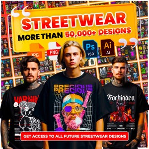 50,000+ Urban Streetwear T-Shirt Designs: PNG, EPS, SVG (Digital Download Bundle)