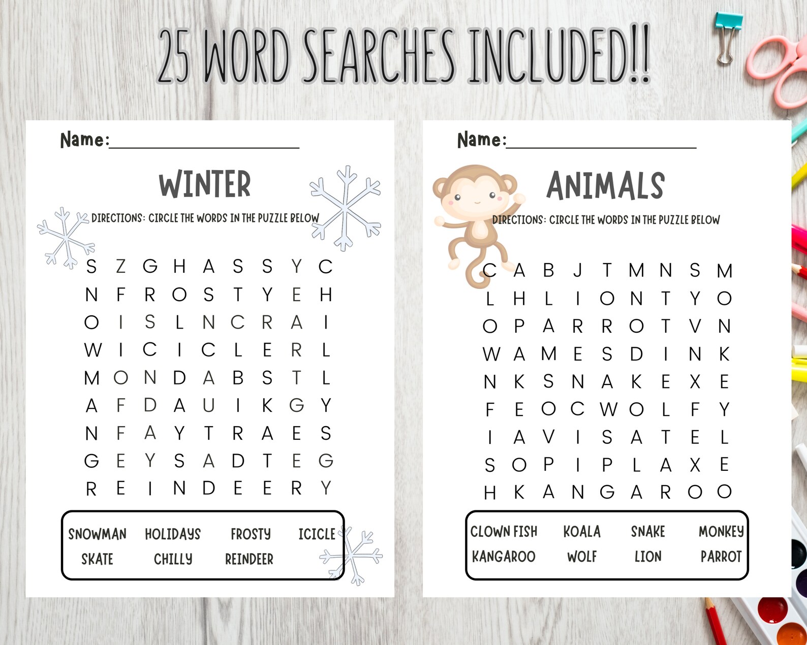 Word Search Printable Puzzle for Kindergarten &amp; 1st Grade | Educational ...
