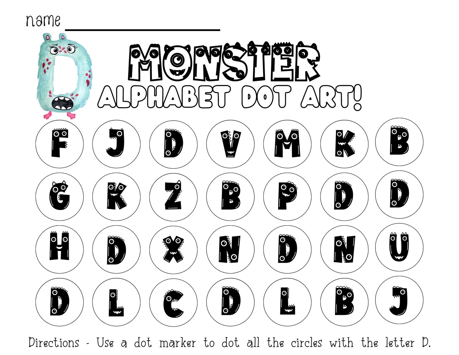Dot Art for Kids Dot Art Alphabet Activity Worksheets for Kids Etsy