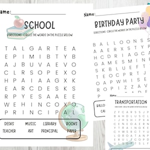 Word Search Printable Puzzle for Kindergarten & 1st Grade | Educational Activity Bundle | Homeschool Learning Worksheets