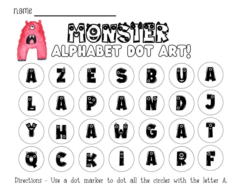 Dot Art For Kids Dot Art Alphabet Activity Worksheets For Kids Letter 