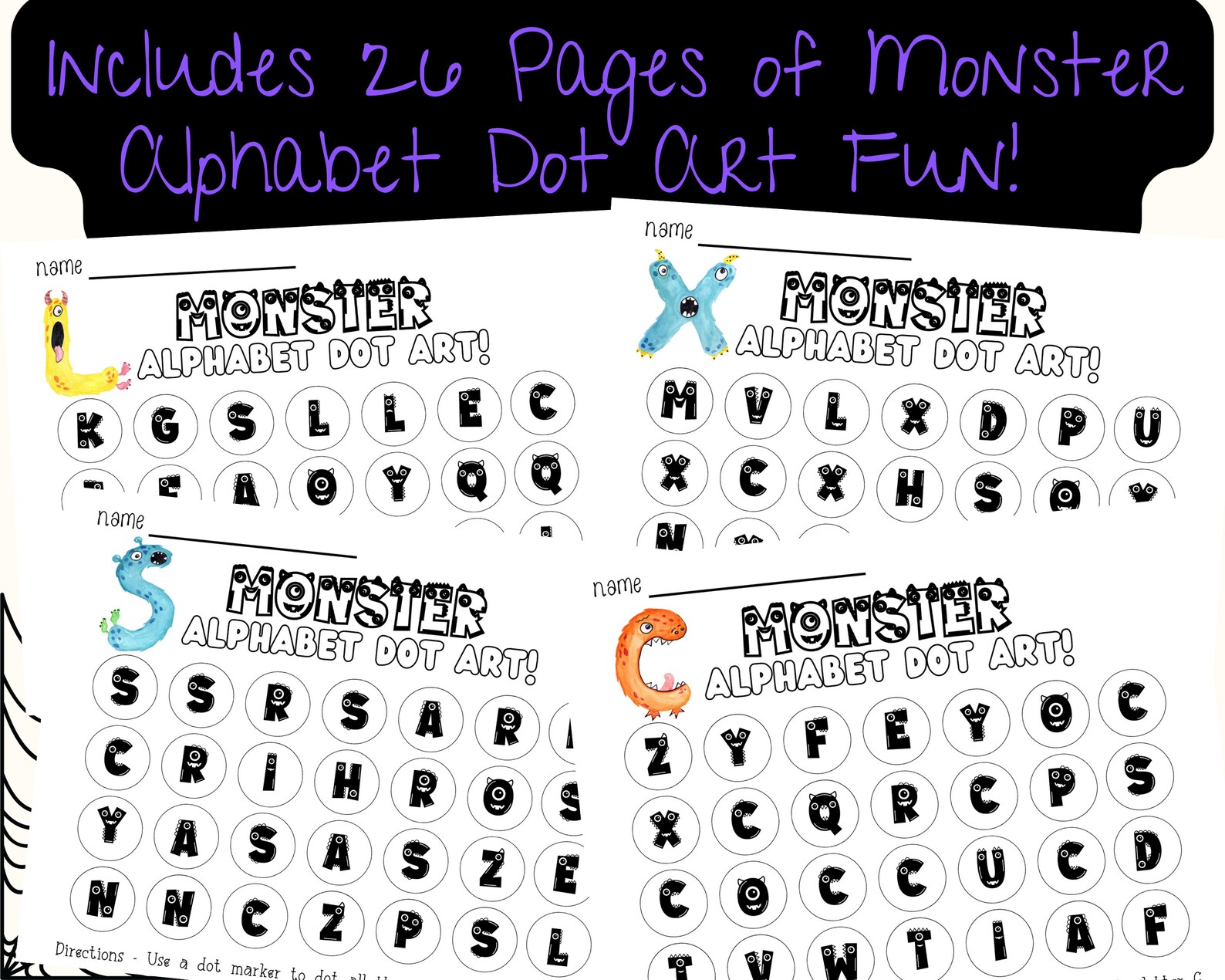Dot Art for Kids Dot Art Alphabet Activity Worksheets for Kids Etsy