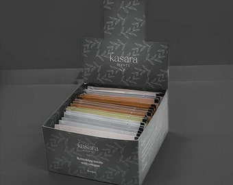 25 Scented Hand wipes with 10 different Cologne from Kasara Atelier Perfumed refreshing towels.