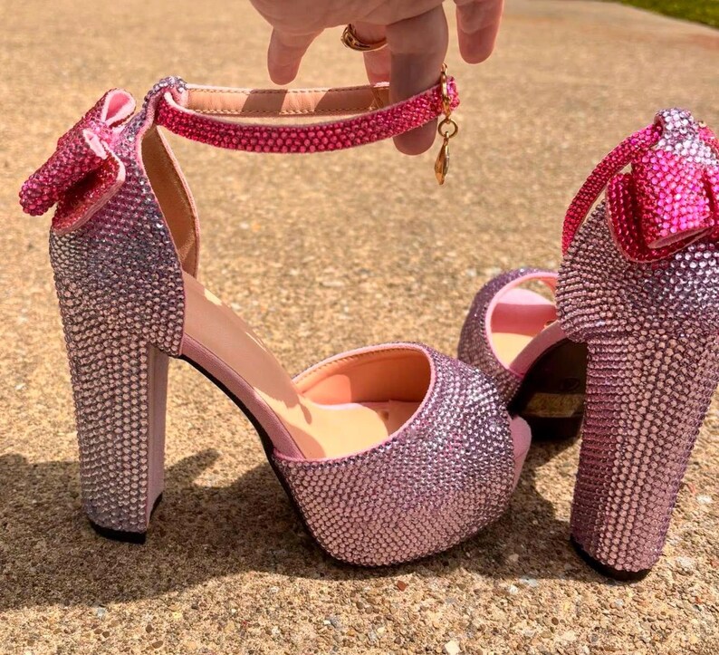 Custom Rhinestone Pink Glinda Heels Hand Made Wizard Of Oz Wicked custom-rhinestone-pink-glinda-heels-hand-made-wizard-of-oz-wicked