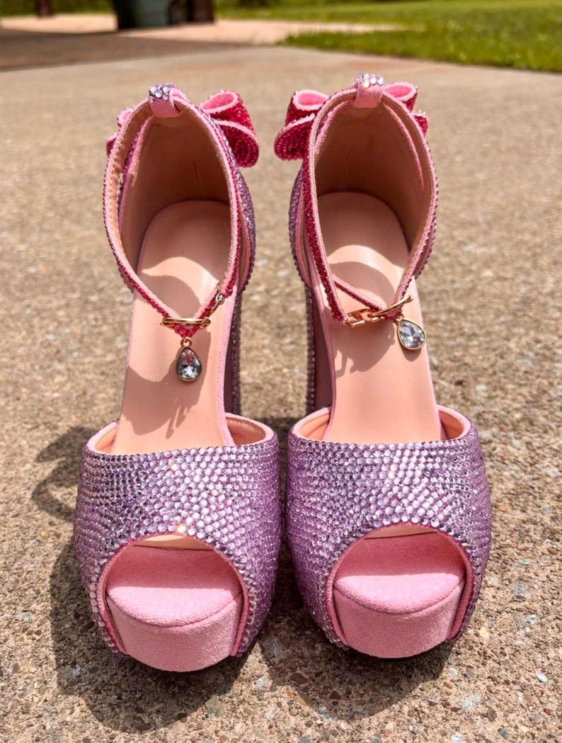 Custom Rhinestone Pink Glinda Heels Hand Made Wizard Of Oz Wicked custom-rhinestone-pink-glinda-heels-hand-made-wizard-of-oz-wicked