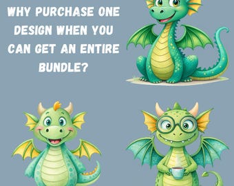 Dragons Clipart Bundle, Watercolor Nursery Decor PNGs (Digital Downloads)